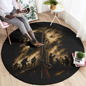 Harlem Hellfighters WWI Soldier Round Carpet Vintage Military Jazz Band Artwork