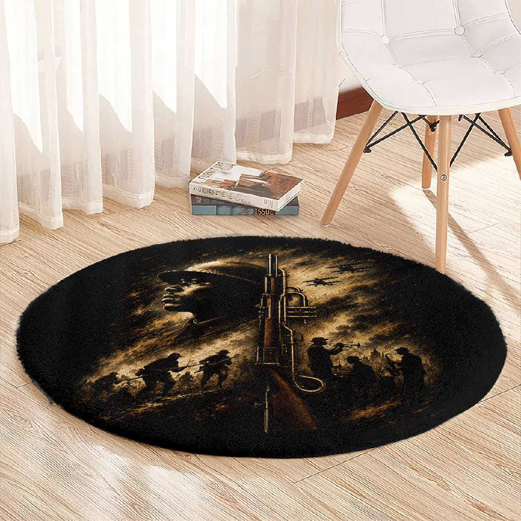 Harlem Hellfighters WWI Soldier Round Carpet Vintage Military Jazz Band Artwork
