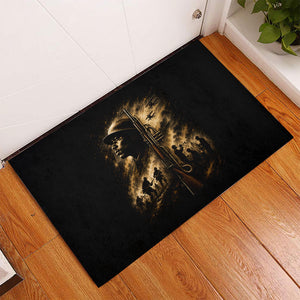 Harlem Hellfighters WWI Soldier Rubber Doormat Vintage Military Jazz Band Artwork