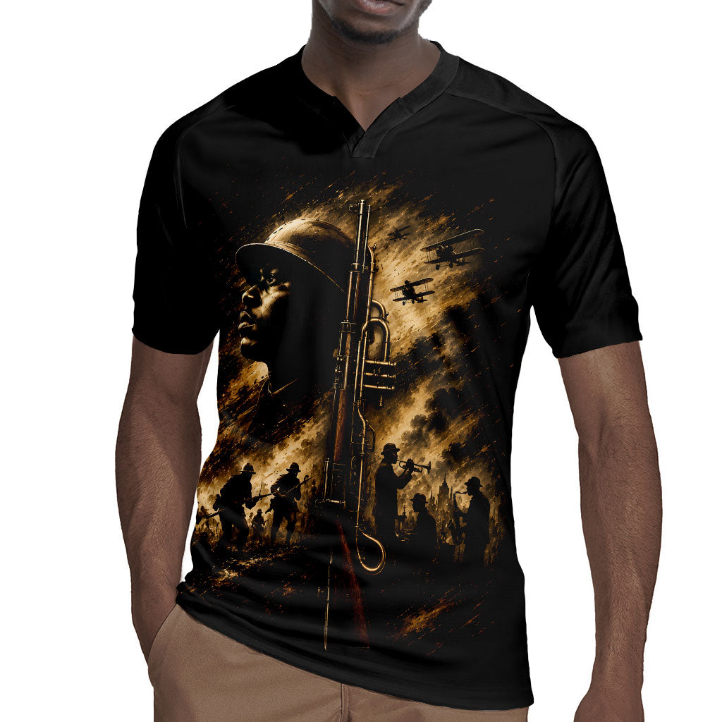 Harlem Hellfighters WWI Soldier Rugby Jersey Vintage Military Jazz Band Artwork