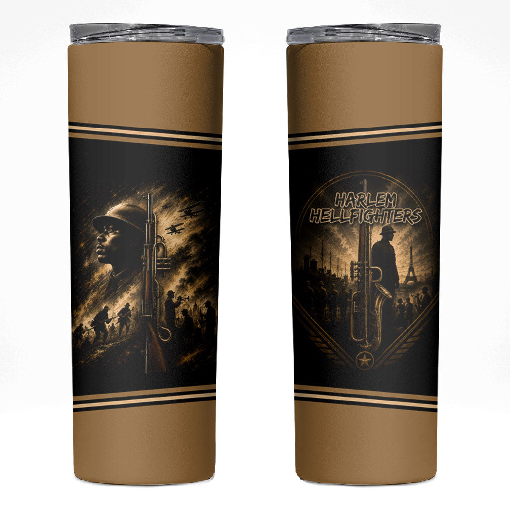 Harlem Hellfighters WWI Soldier Skinny Tumbler Vintage Military Jazz Band Artwork