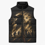 Harlem Hellfighters WWI Soldier Sleeveless Puffer Jacket Vintage Military Jazz Band Artwork