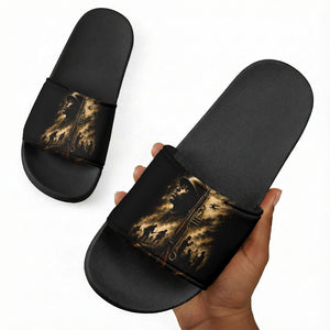 Harlem Hellfighters WWI Soldier Slide Sandals Vintage Military Jazz Band Artwork