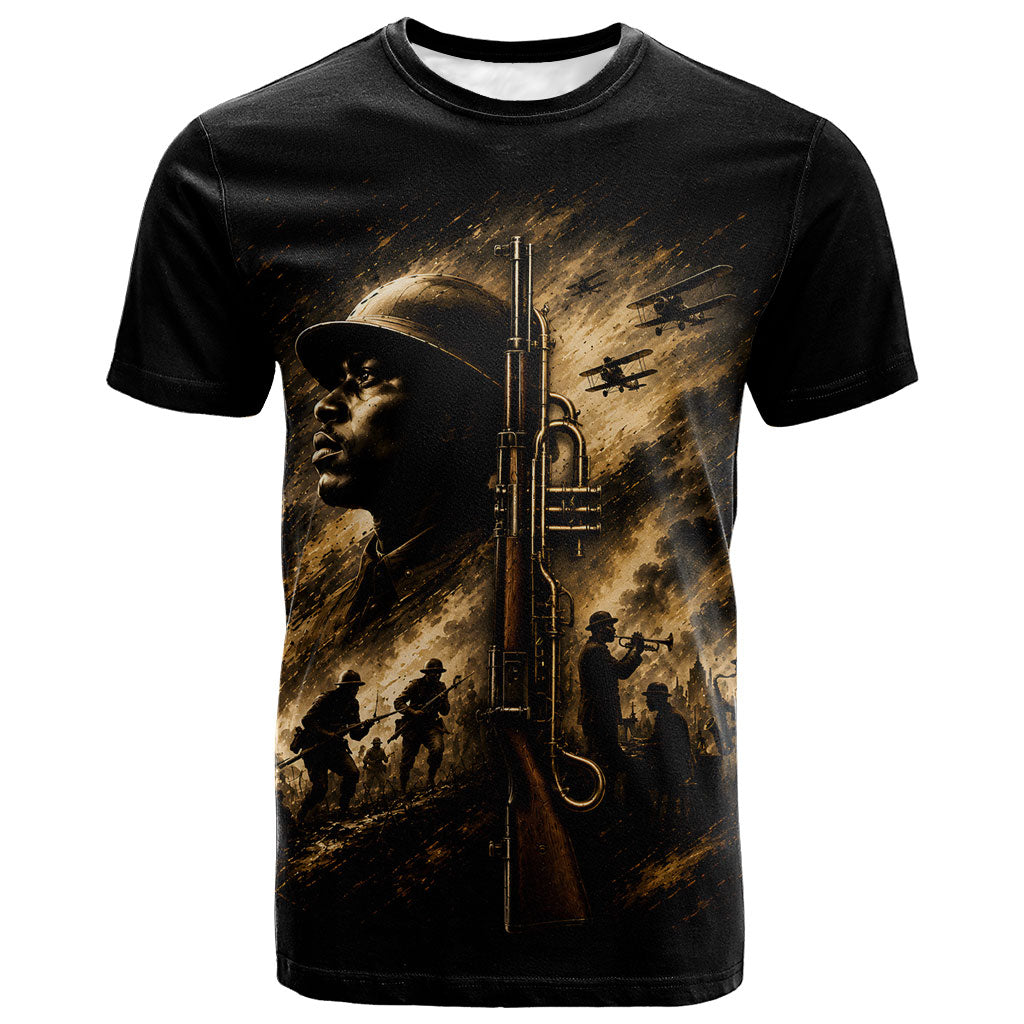 Harlem Hellfighters WWI Soldier T shirt Vintage Military Jazz Band Artwork