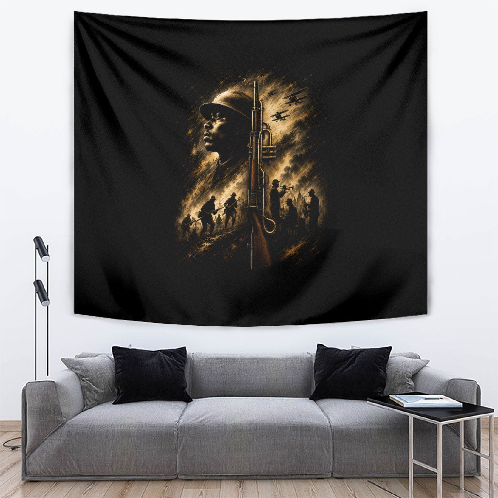 Harlem Hellfighters WWI Soldier Tapestry Vintage Military Jazz Band Artwork