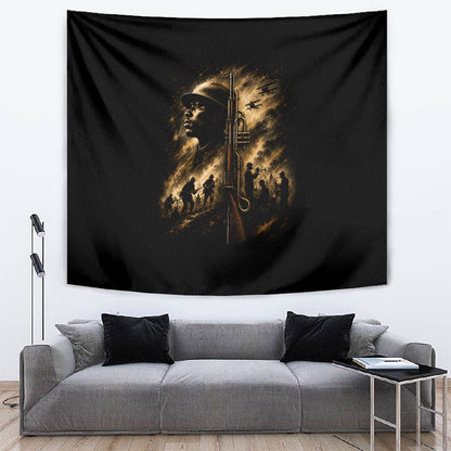 Harlem Hellfighters WWI Soldier Tapestry Vintage Military Jazz Band Artwork