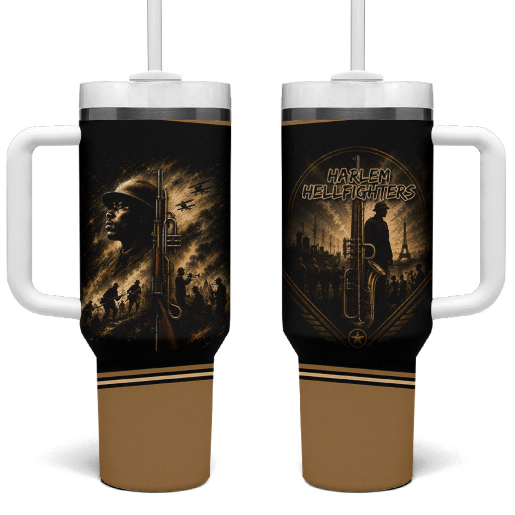 Harlem Hellfighters WWI Soldier Tumbler With Handle Vintage Military Jazz Band Artwork