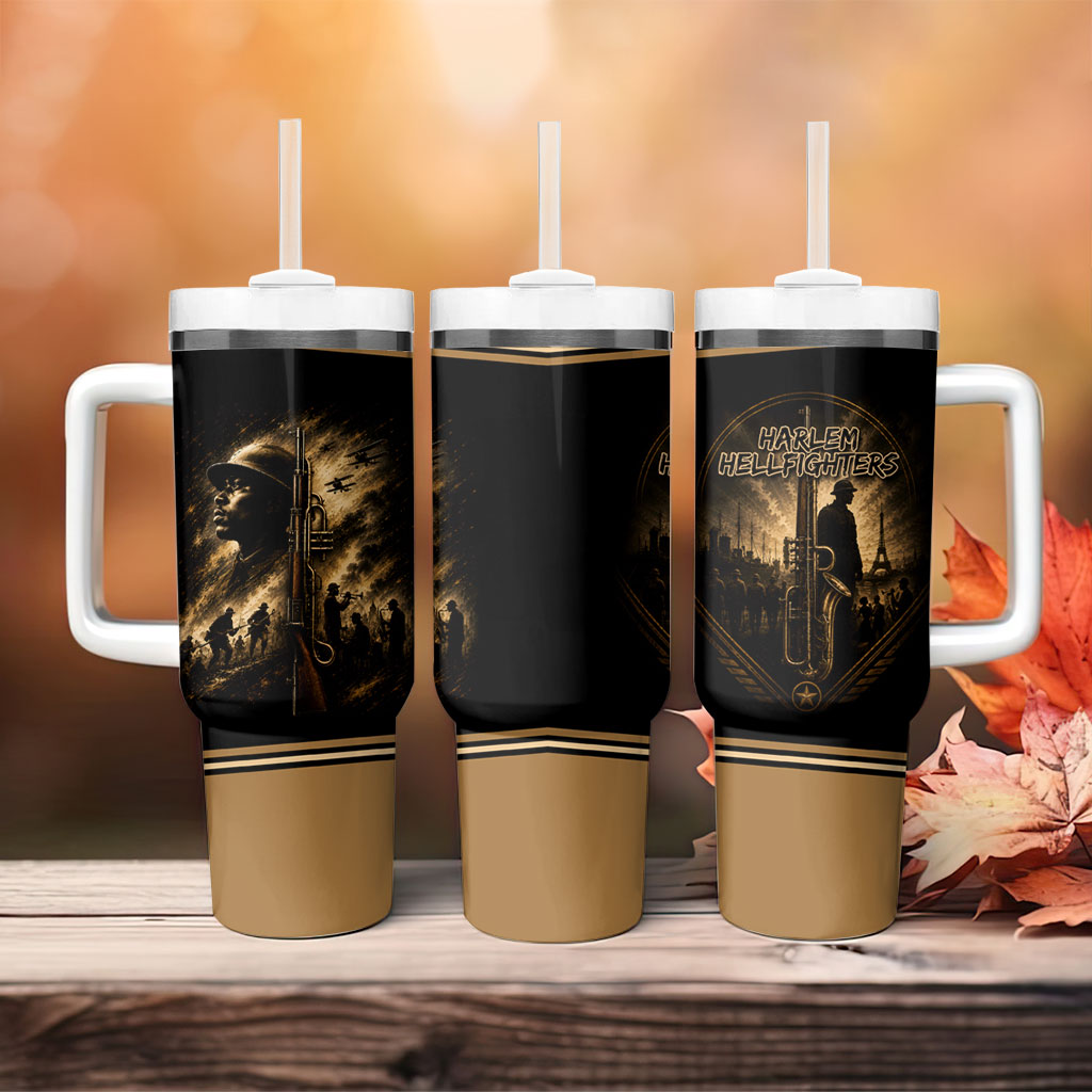Harlem Hellfighters WWI Soldier Tumbler With Handle Vintage Military Jazz Band Artwork