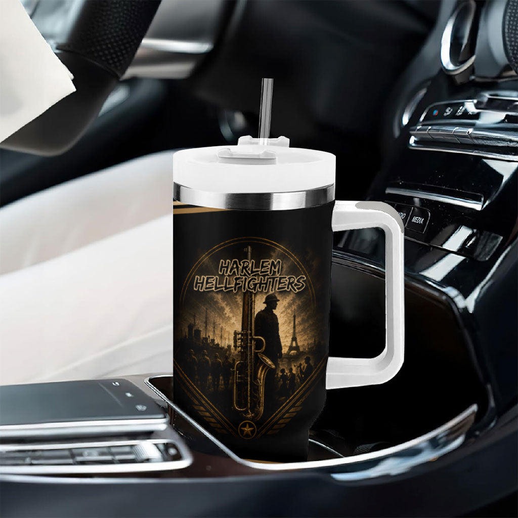 Harlem Hellfighters WWI Soldier Tumbler With Handle Vintage Military Jazz Band Artwork
