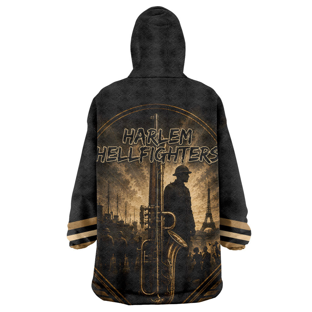 Harlem Hellfighters WWI Soldier Wearable Blanket Hoodie Vintage Military Jazz Band Artwork