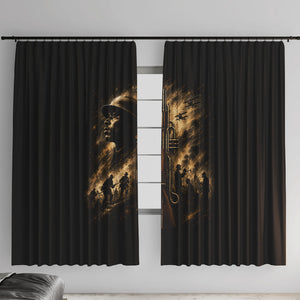 Harlem Hellfighters WWI Soldier Window Curtain Vintage Military Jazz Band Artwork