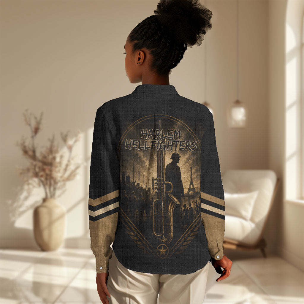 Harlem Hellfighters WWI Soldier Women Casual Shirt Vintage Military Jazz Band Artwork