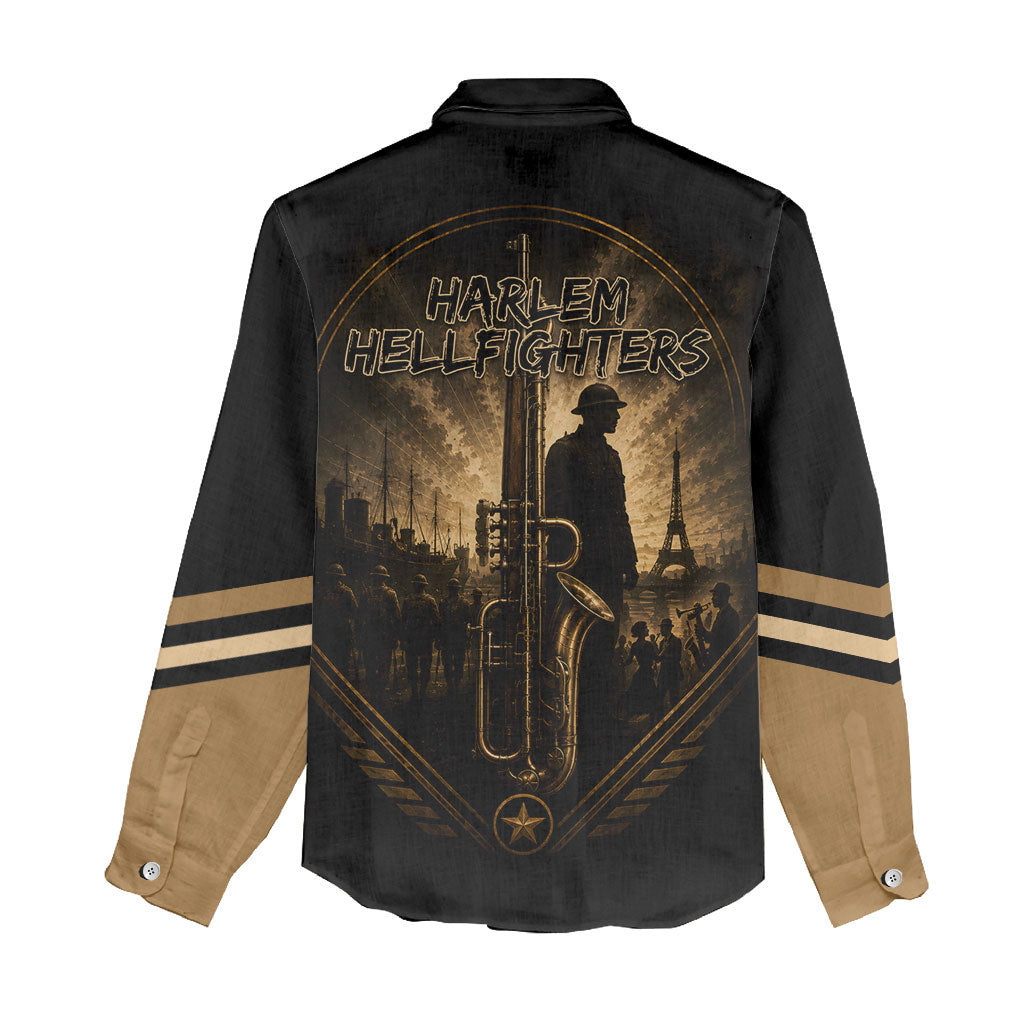 Harlem Hellfighters WWI Soldier Women Casual Shirt Vintage Military Jazz Band Artwork