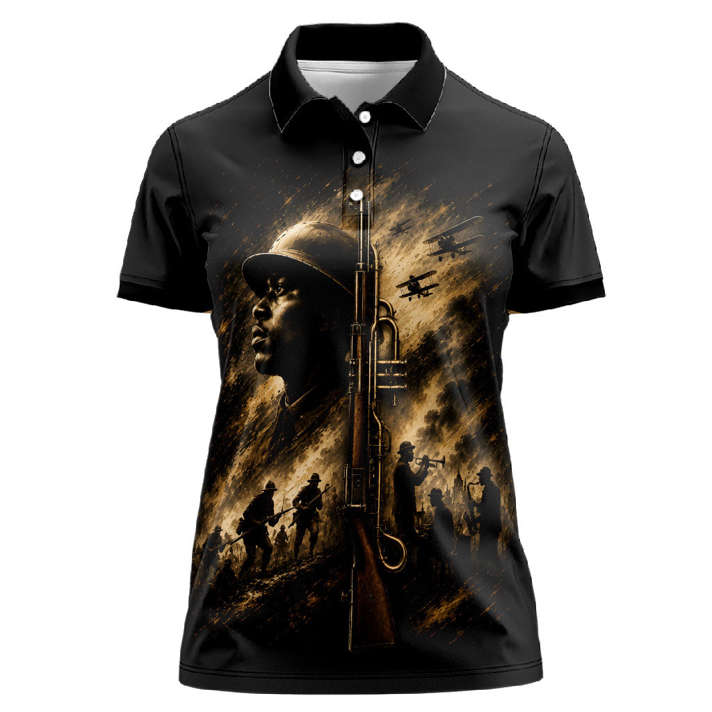 Harlem Hellfighters WWI Soldier Women Polo Shirt Vintage Military Jazz Band Artwork