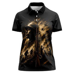 Harlem Hellfighters WWI Soldier Women Polo Shirt Vintage Military Jazz Band Artwork