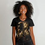 Harlem Hellfighters WWI Soldier Women V-Neck T-Shirt Vintage Military Jazz Band Artwork