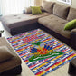 Haiti Christmas Area Rug Blue Red Yellow Xmas Santa Sleigh and Coat of Arms - African Pride