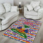 Haiti Christmas Area Rug Blue Red Yellow Xmas Santa Sleigh and Coat of Arms - African Pride