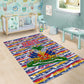 Haiti Christmas Area Rug Blue Red Yellow Xmas Santa Sleigh and Coat of Arms - African Pride
