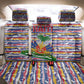 Haiti Christmas Back Car Seat Cover Blue Red Yellow Xmas Santa Sleigh and Coat of Arms - African Pride