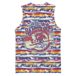 Haiti Christmas Basketball Jersey Blue Red Yellow Xmas Santa Sleigh and Coat of Arms - African Pride