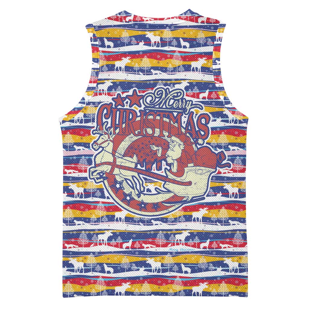 Haiti Christmas Basketball Jersey Blue Red Yellow Xmas Santa Sleigh and Coat of Arms TS04