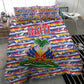 Haiti Christmas Bedding Set Blue Red Yellow Xmas Santa Sleigh and Coat of Arms - African Pride