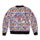 Haiti Christmas Bomber Jacket Blue Red Yellow Xmas Santa Sleigh and Coat of Arms - African Pride