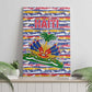 Haiti Christmas Canvas Wall Art Blue Red Yellow Xmas Santa Sleigh and Coat of Arms - African Pride