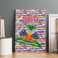 Haiti Christmas Canvas Wall Art Blue Red Yellow Xmas Santa Sleigh and Coat of Arms - African Pride
