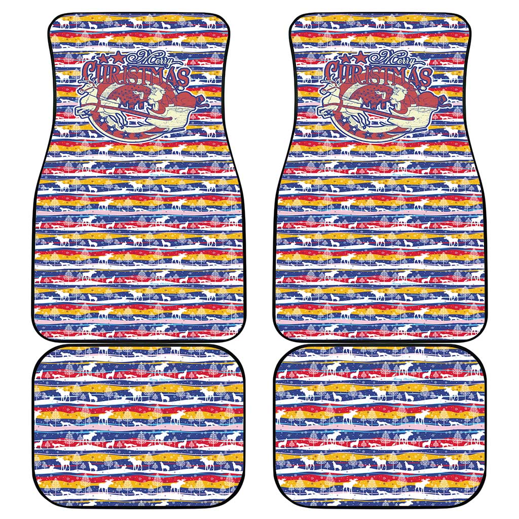 Haiti Christmas Car Mats Blue Red Yellow Xmas Santa Sleigh and Coat of Arms - African Pride