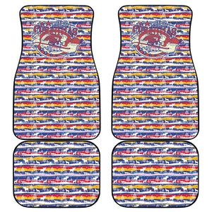 Haiti Christmas Car Mats Blue Red Yellow Xmas Santa Sleigh and Coat of Arms - African Pride