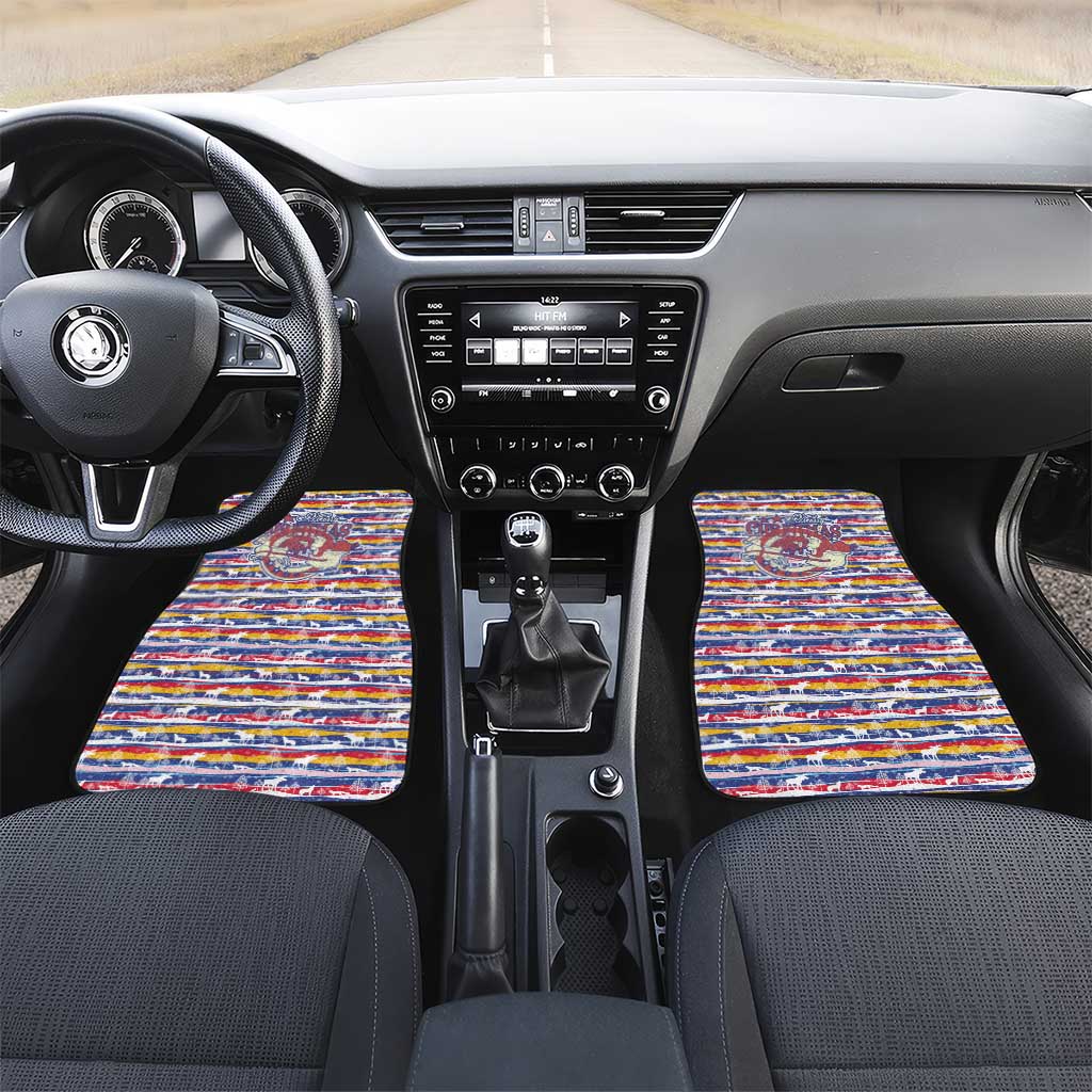 Haiti Christmas Car Mats Blue Red Yellow Xmas Santa Sleigh and Coat of Arms - African Pride
