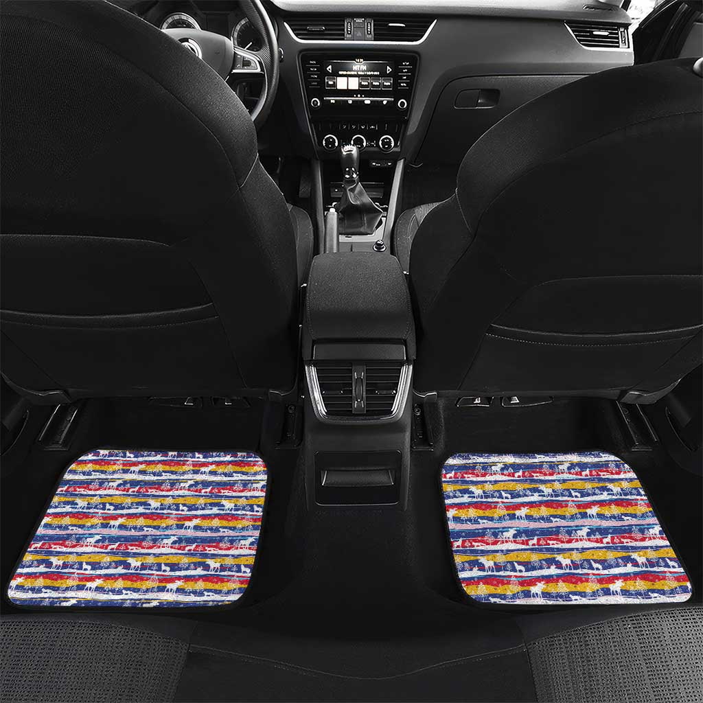 Haiti Christmas Car Mats Blue Red Yellow Xmas Santa Sleigh and Coat of Arms - African Pride