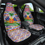 Haiti Christmas Car Seat Cover Blue Red Yellow Xmas Santa Sleigh and Coat of Arms - African Pride