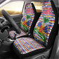 Haiti Christmas Car Seat Cover Blue Red Yellow Xmas Santa Sleigh and Coat of Arms - African Pride
