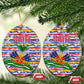Haiti Christmas Ceramic Ornament Blue Red Yellow Xmas Santa Sleigh and Coat of Arms - African Pride