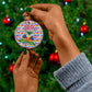 Haiti Christmas Ceramic Ornament Blue Red Yellow Xmas Santa Sleigh and Coat of Arms - African Pride