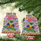Haiti Christmas Ceramic Ornament Blue Red Yellow Xmas Santa Sleigh and Coat of Arms - African Pride
