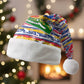 Haiti Christmas Santa Hat Blue Red Yellow Xmas Santa Sleigh and Coat of Arms - African Pride