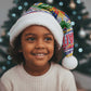Haiti Christmas Santa Hat Blue Red Yellow Xmas Santa Sleigh and Coat of Arms - African Pride