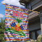 Haiti Christmas Garden Flag Blue Red Yellow Xmas Santa Sleigh and Coat of Arms - African Pride