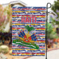 Haiti Christmas Garden Flag Blue Red Yellow Xmas Santa Sleigh and Coat of Arms - African Pride