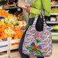 Haiti Christmas Grocery Bag Blue Red Yellow Xmas Santa Sleigh and Coat of Arms - African Pride