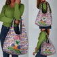 Haiti Christmas Grocery Bag Blue Red Yellow Xmas Santa Sleigh and Coat of Arms - African Pride