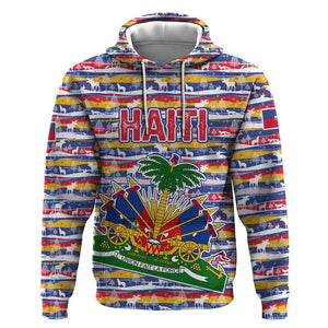 Haiti Christmas Hoodie Blue Red Yellow Xmas Santa Sleigh and Coat of Arms - African Pride