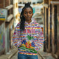 Haiti Christmas Hoodie Blue Red Yellow Xmas Santa Sleigh and Coat of Arms - African Pride