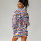 Haiti Christmas Hoodie Dress Blue Red Yellow Xmas Santa Sleigh and Coat of Arms - African Pride