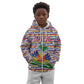 Haiti Christmas Kid Hoodie Blue Red Yellow Xmas Santa Sleigh and Coat of Arms - African Pride