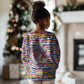 Haiti Christmas Kid Ugly Christmas Sweater Blue Red Yellow Xmas Santa Sleigh and Coat of Arms - African Pride